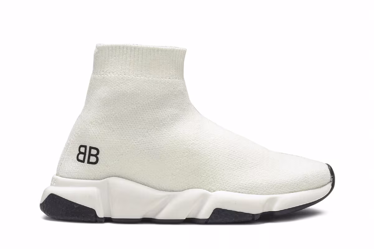 Balenciaga Speed Trainer Mid Kids White Black, view 2