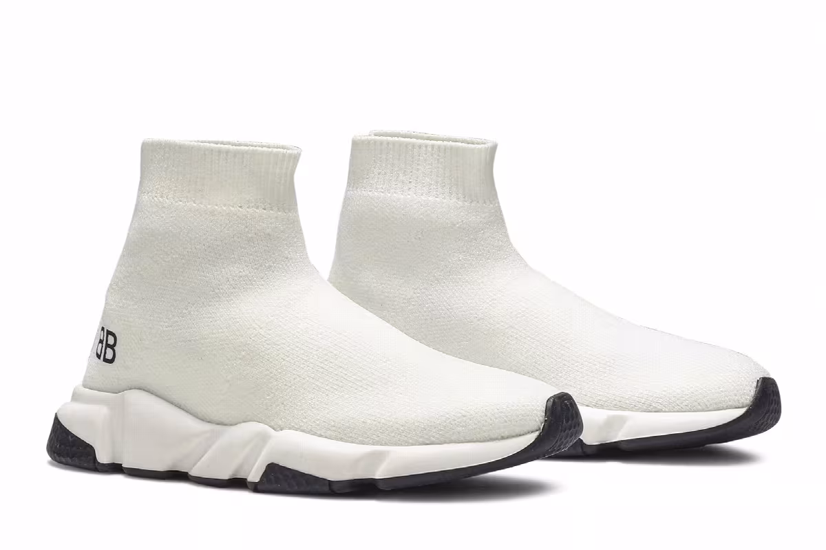 Balenciaga Speed Trainer Mid Kids White Black, view 9