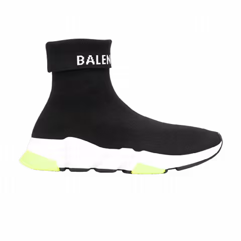 Balenciaga Wmns Speed Trainer Cuffed 'Black Yellow'
