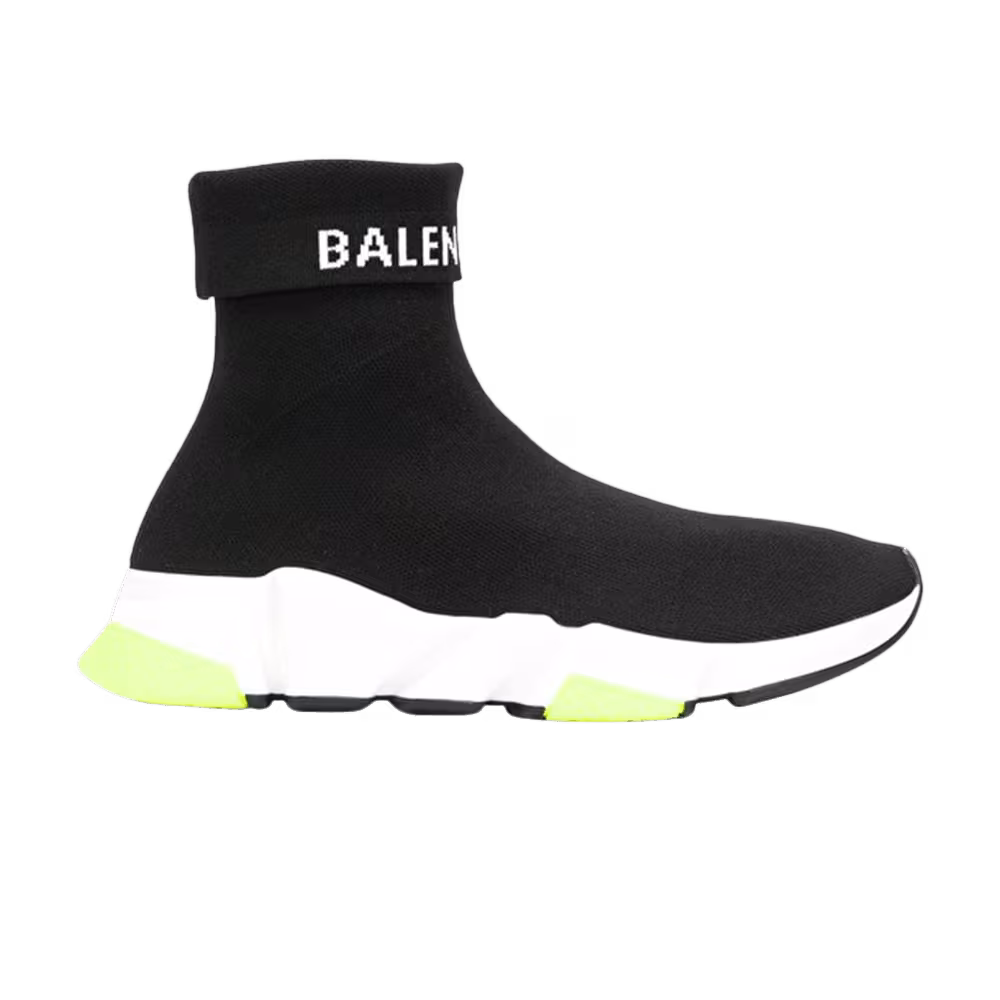 Balenciaga Women's Speed Trainer Cuffed Black Yellow