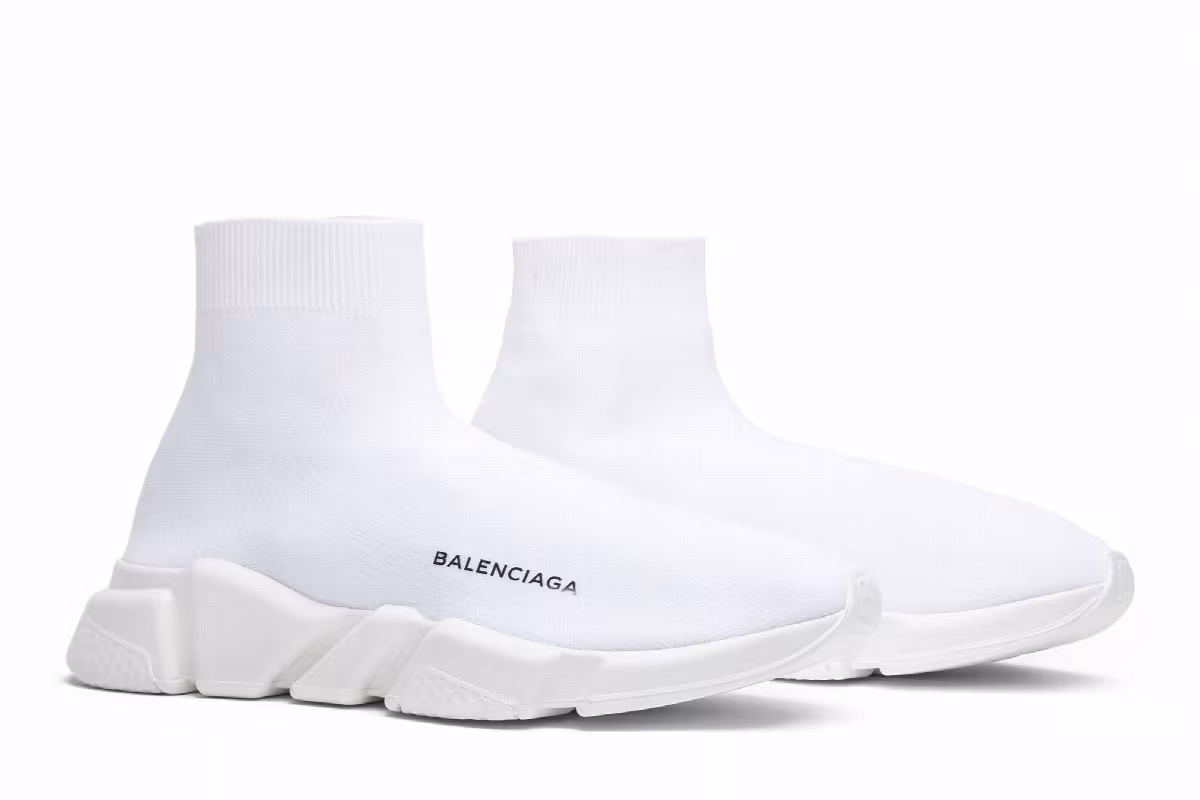 Balenciaga Women's Speed Trainer Mid Triple White, view 9