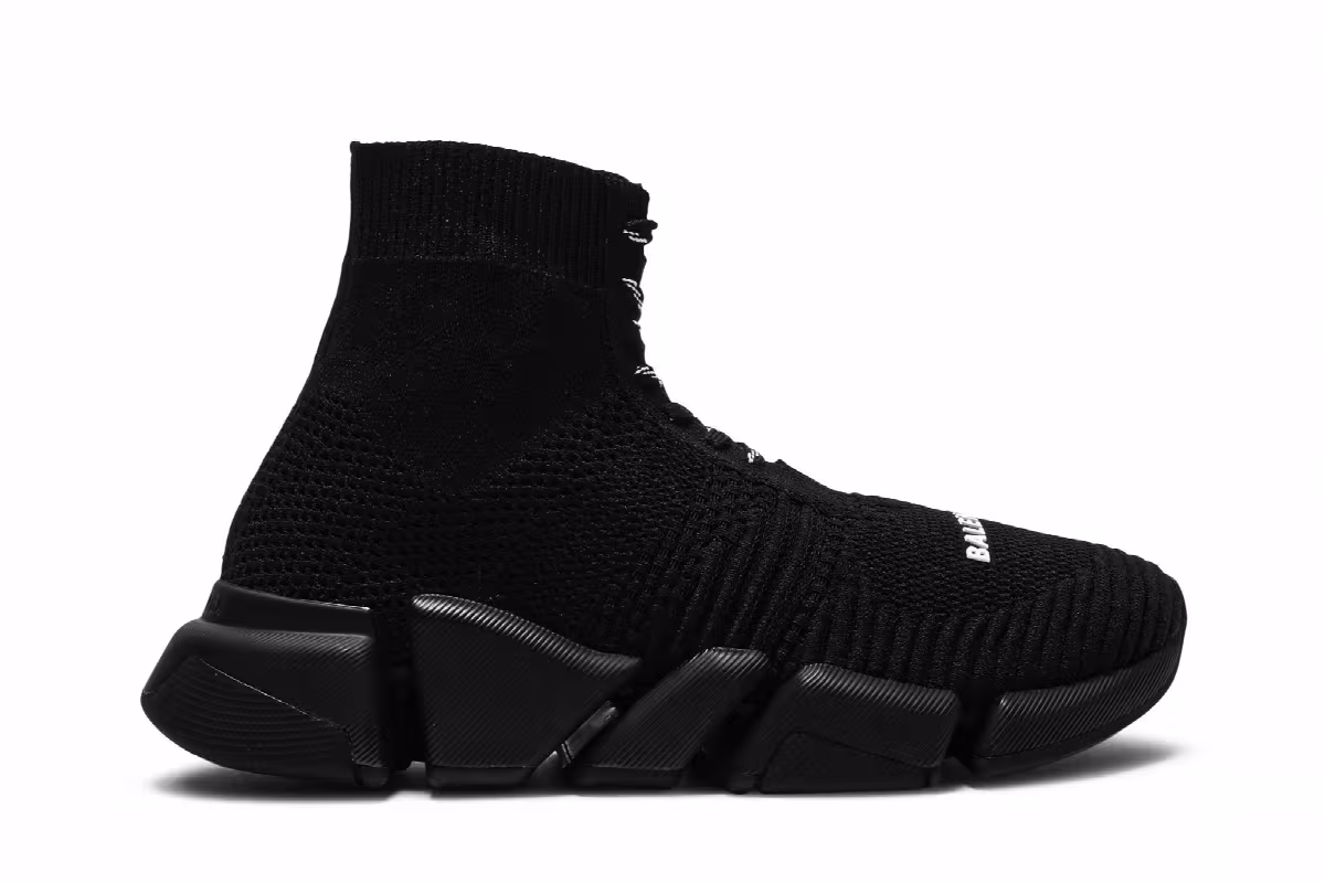 Balenciaga Women's Speed 2.0 Lace Up Trainer Black, view 2
