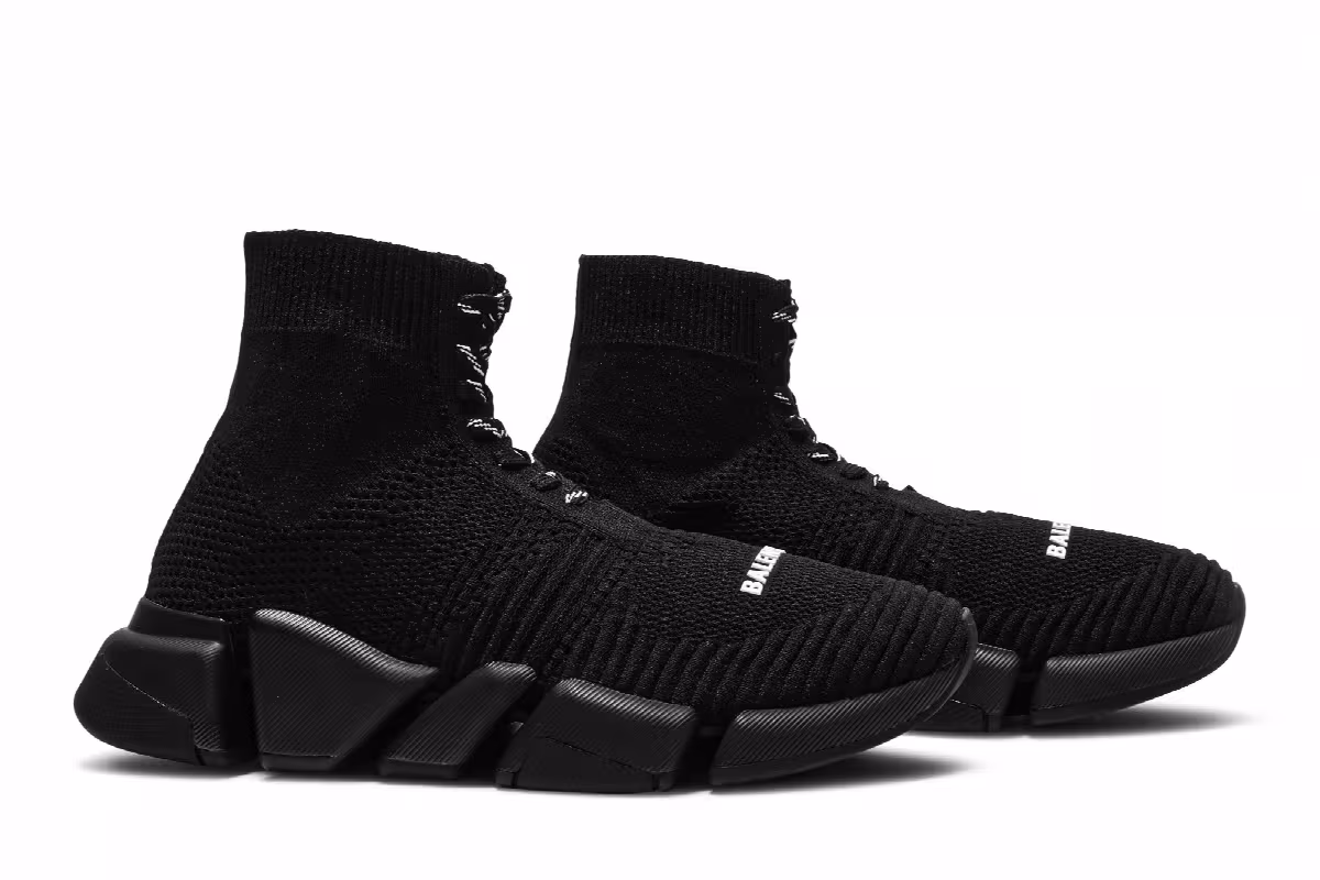 Balenciaga Women's Speed 2.0 Lace Up Trainer Black, view 9