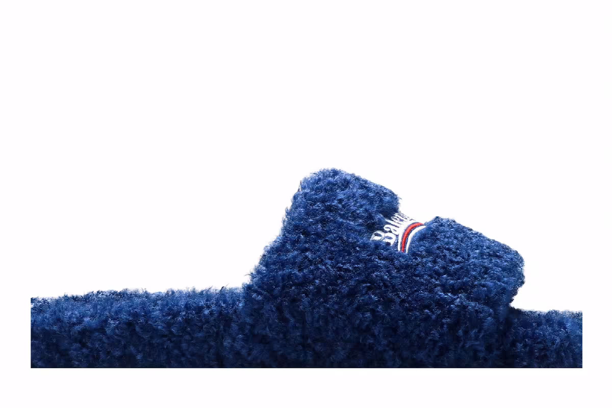 Balenciaga Furry Slides Blue, view 3