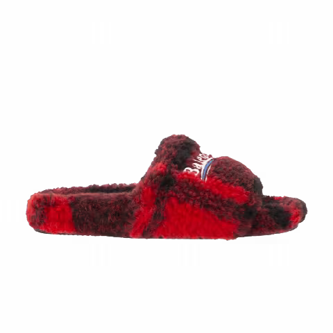 Balenciaga Wmns Furry Slides 'Red Plaid'