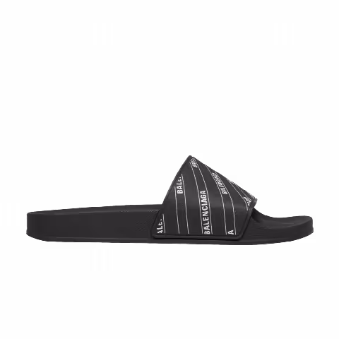 Balenciaga Rubber Slides 'Stripe Logo Piscine - Black'