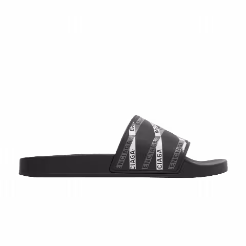 Balenciaga Monogram Pool Slides 'Logo Print - Black Grey'