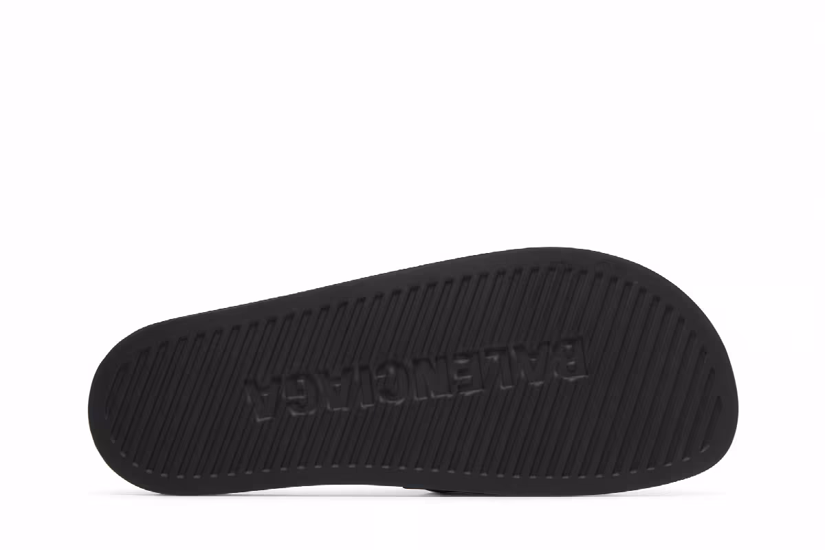 Balenciaga Monogram Pool Slides Logo Print - Black Grey, view 5