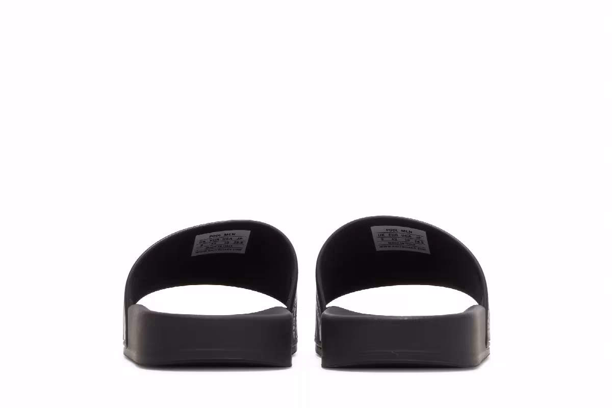 Balenciaga Monogram Pool Slides Logo Print - Black Grey, view 7