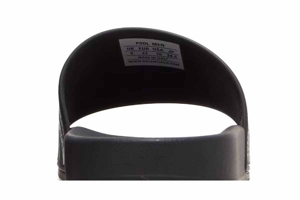 Balenciaga Monogram Pool Slides Logo Print - Black Grey, view 8