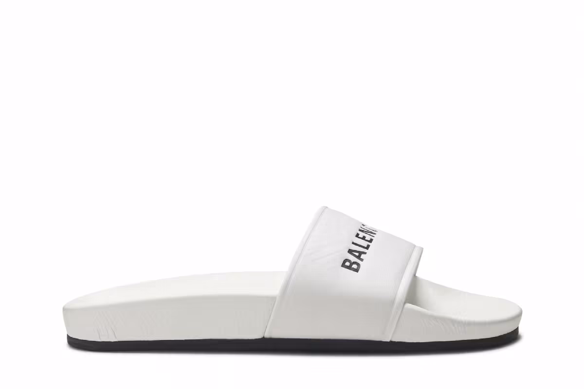Balenciaga Women's Pool Slides White Black, view 2