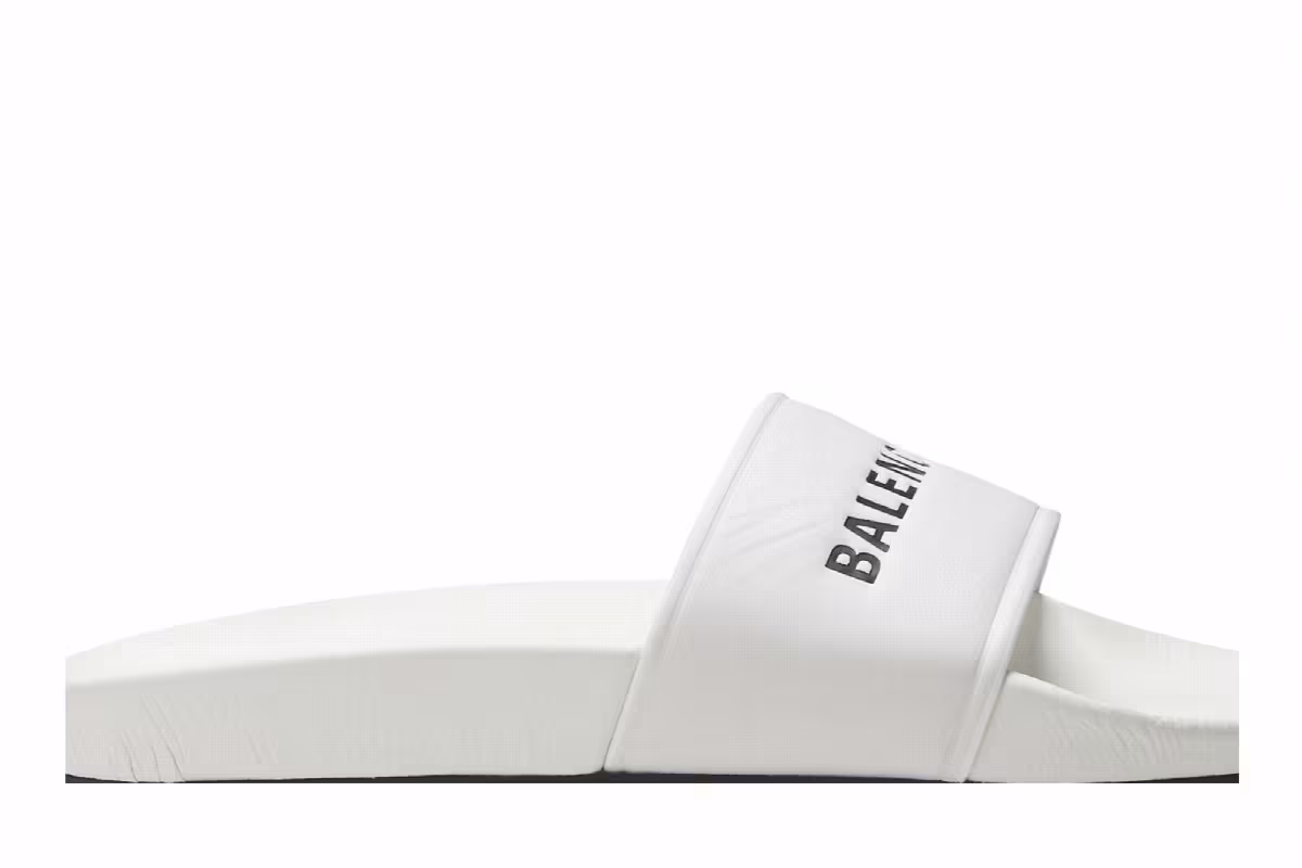 Balenciaga Women's Pool Slides White Black, view 3