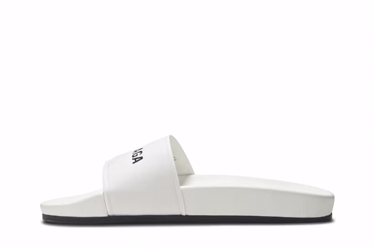 Balenciaga Women's Pool Slides White Black, view 4