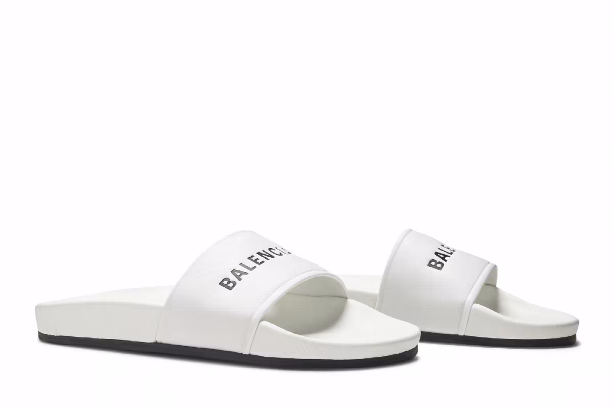 Balenciaga Women's Pool Slides White Black, view 9