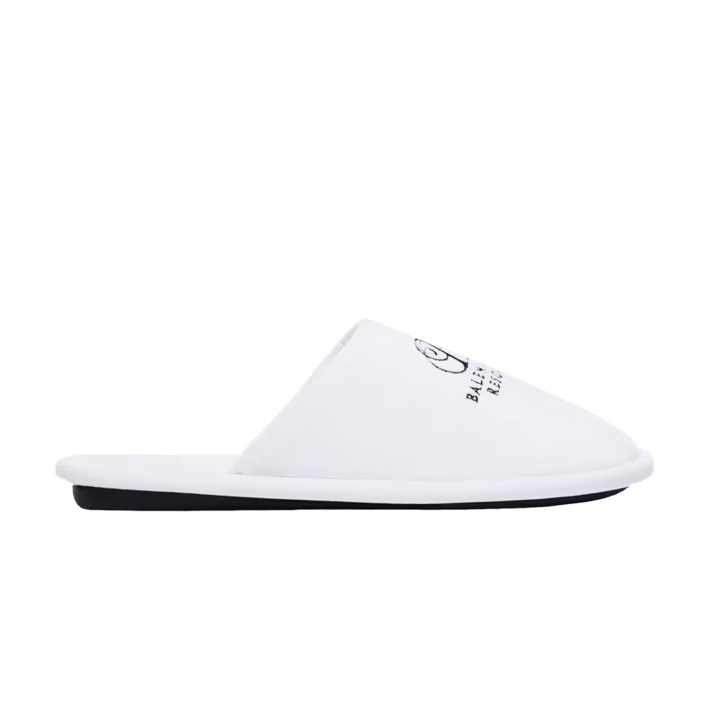 Balenciaga Soft Embroidered Logo Slipper White