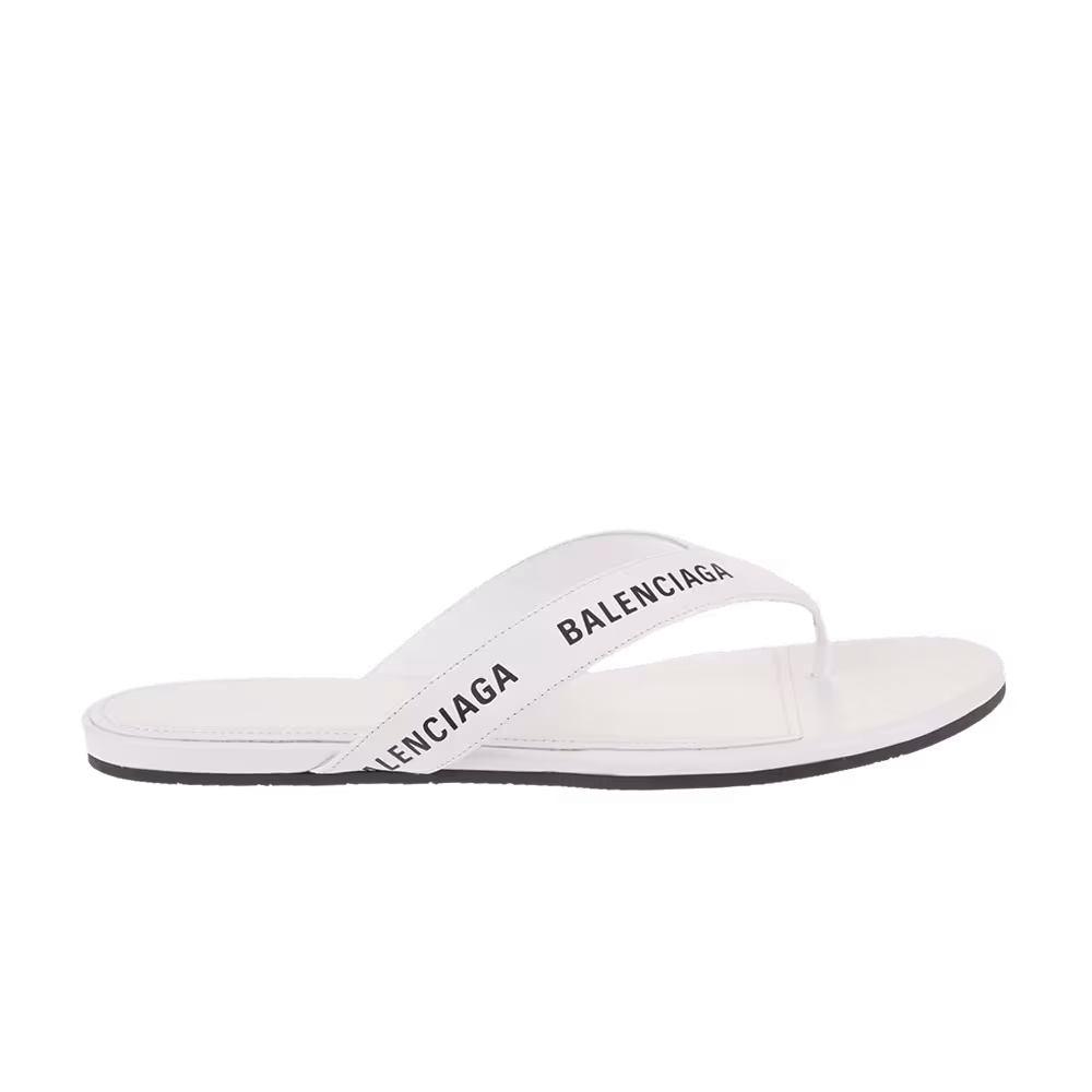 Balenciaga Women's Flip Flop Slides Allover Logo - White