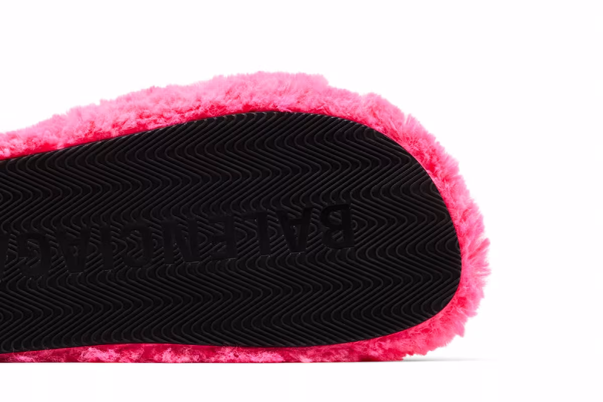 Balenciaga Women's Furry Slides Faux Fur - Hot Pink, view 6
