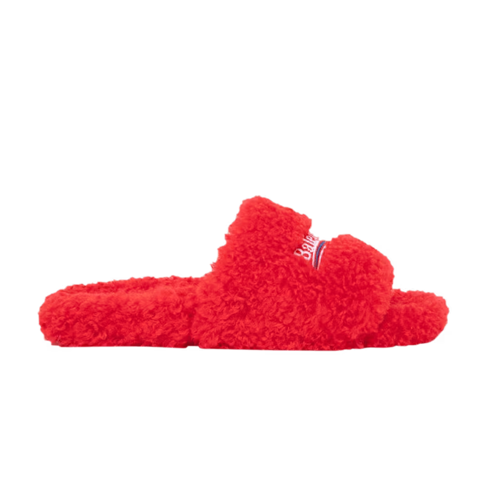 Balenciaga Furry Slides Red