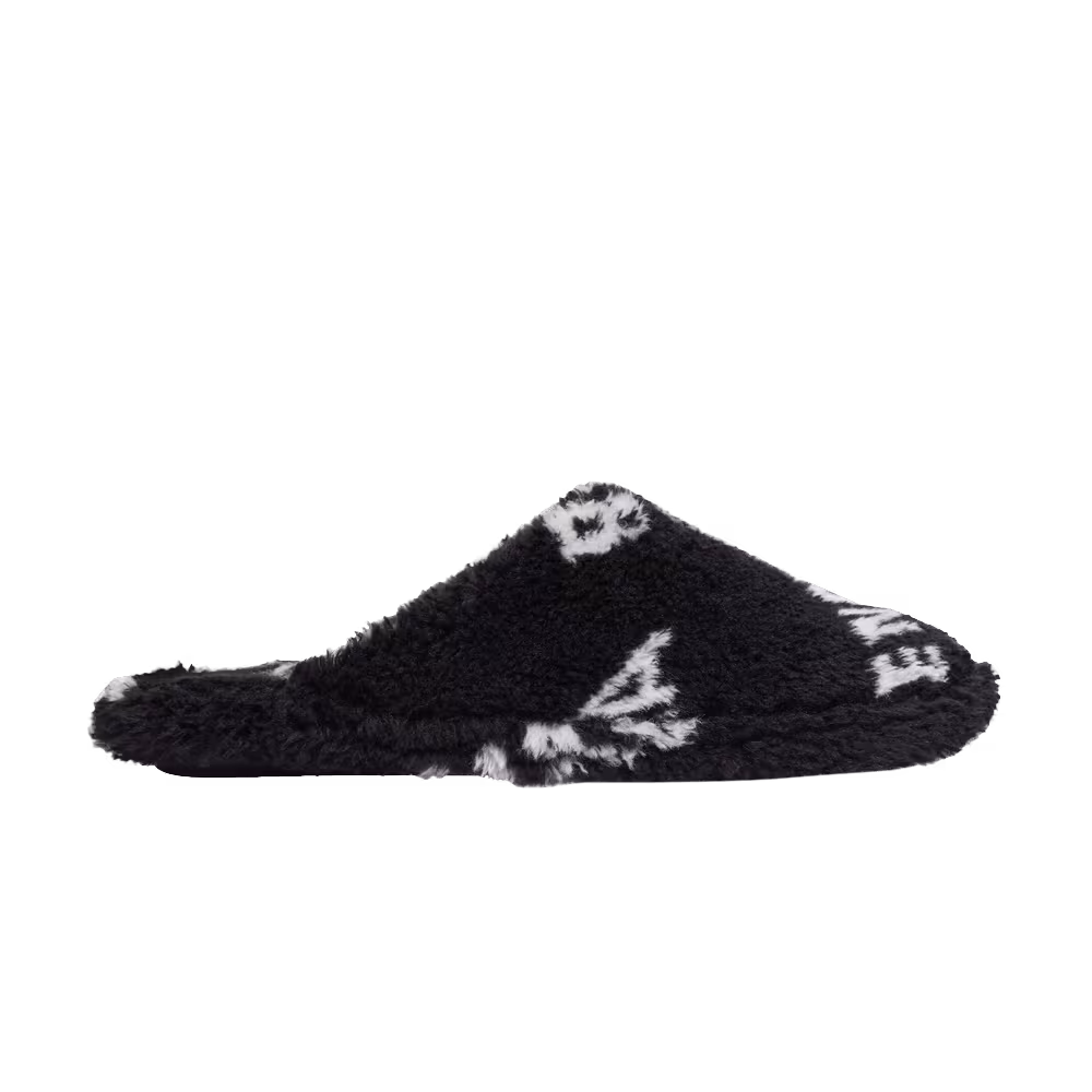 Balenciaga Furry Sandal Allover Logo - Black