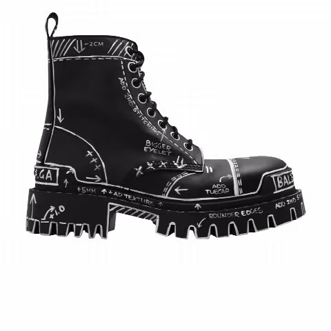 Balenciaga Wmns Strike Lace-Up Boot 'Marker Pen Print - Black'