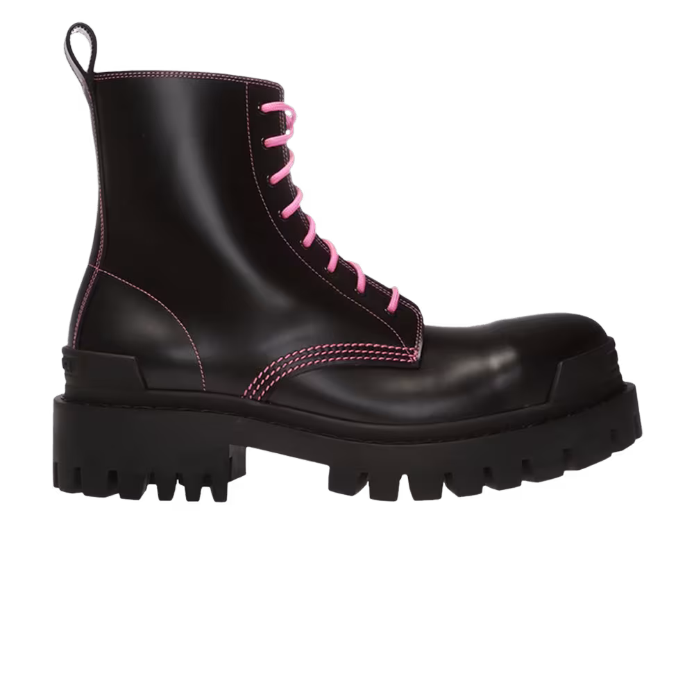 Balenciaga Women's Strike Lace-Up Boot Black Pink