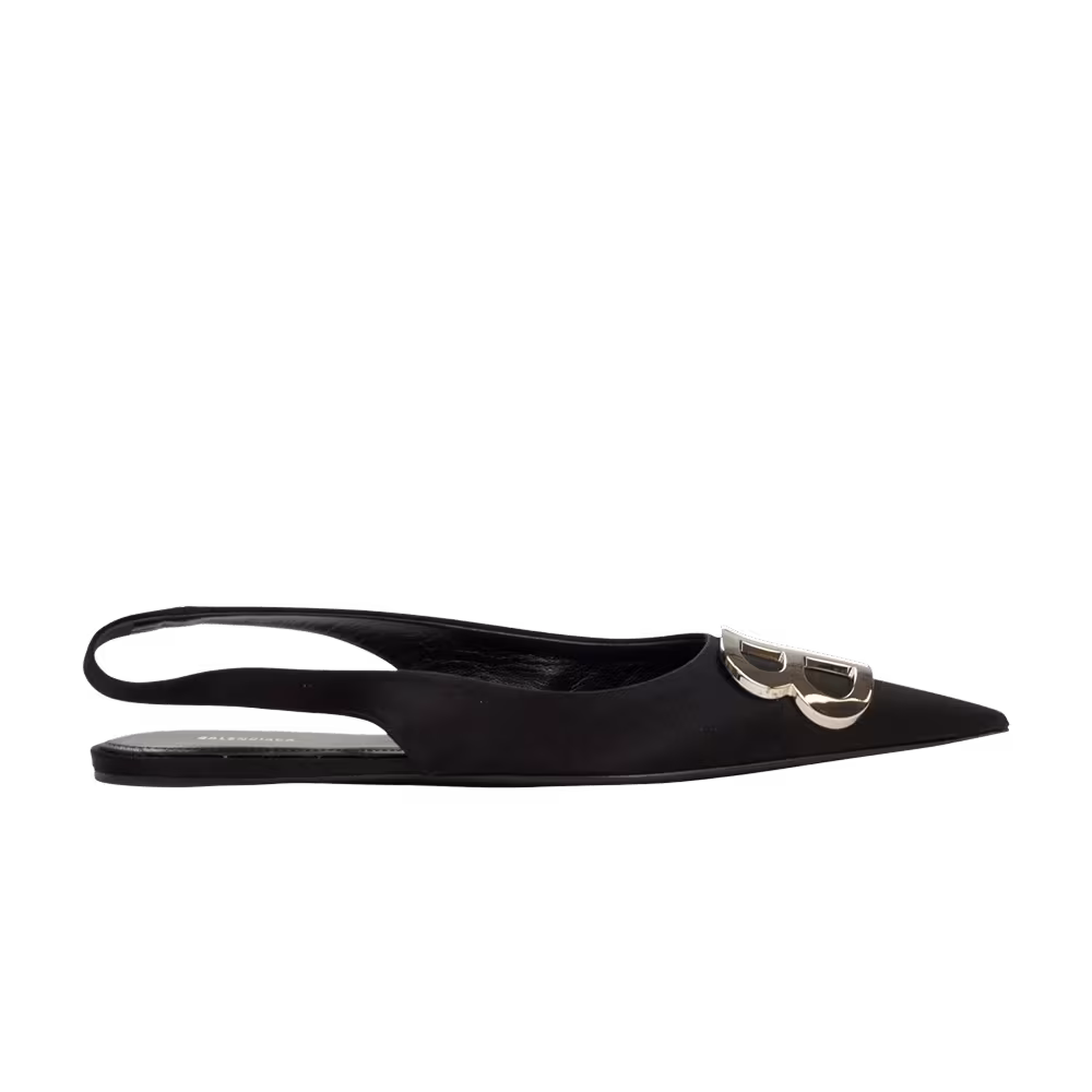 Balenciaga Women's Slingback Ballerina Flat Black Satin