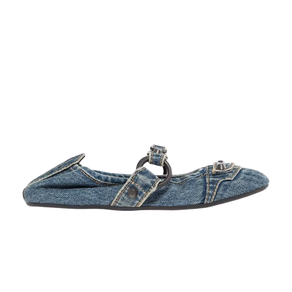 Balenciaga Women's City Flat Denim Blue Brass