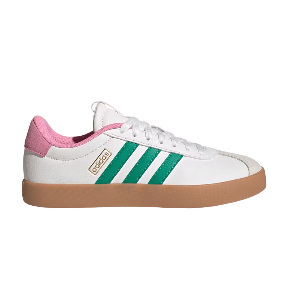 adidas Women's VL Court 3.0 White Court Green Bliss Pink