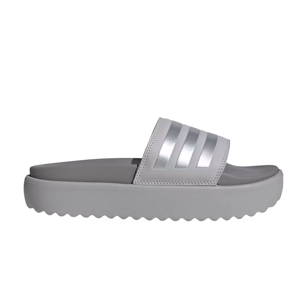 Adidas Women's Adilette Platform Slide Grey Silver Metallic