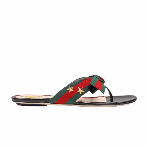 Gucci Wmns Web Bow Accent G-Thong Sandal 'Black'