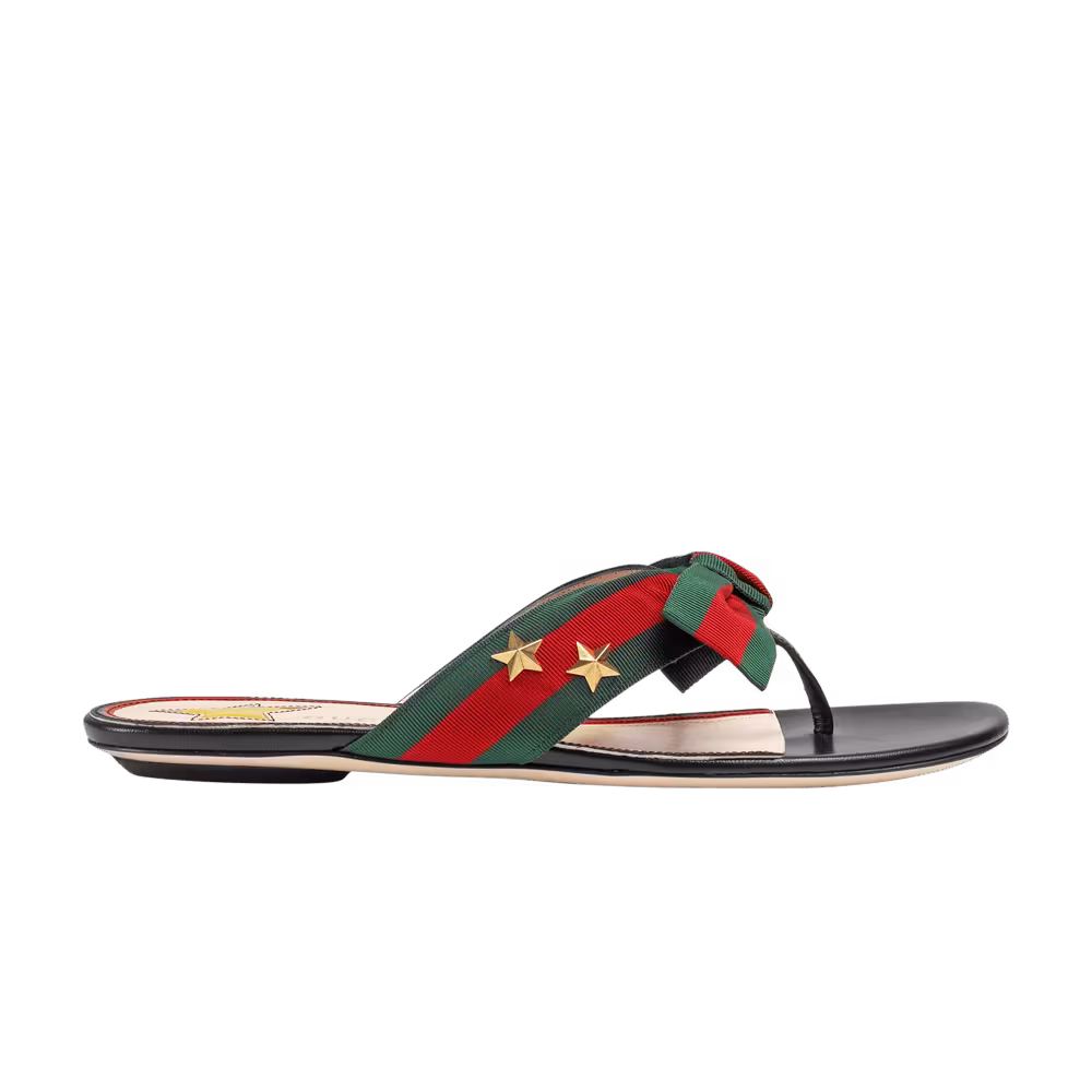 Gucci Women's Web Bow Accent G-Thong Sandal Black