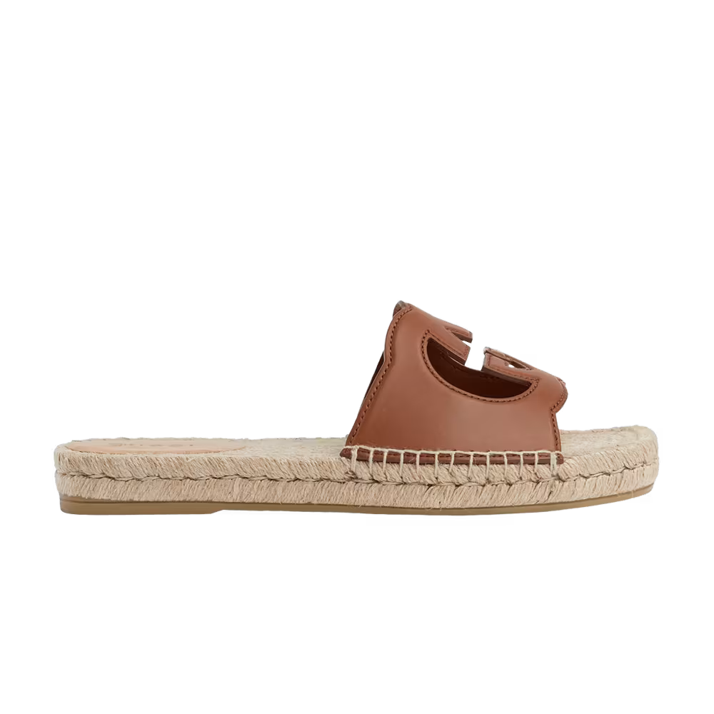 Gucci Interlocking G Cut-Out Espadrille Sandal Brown