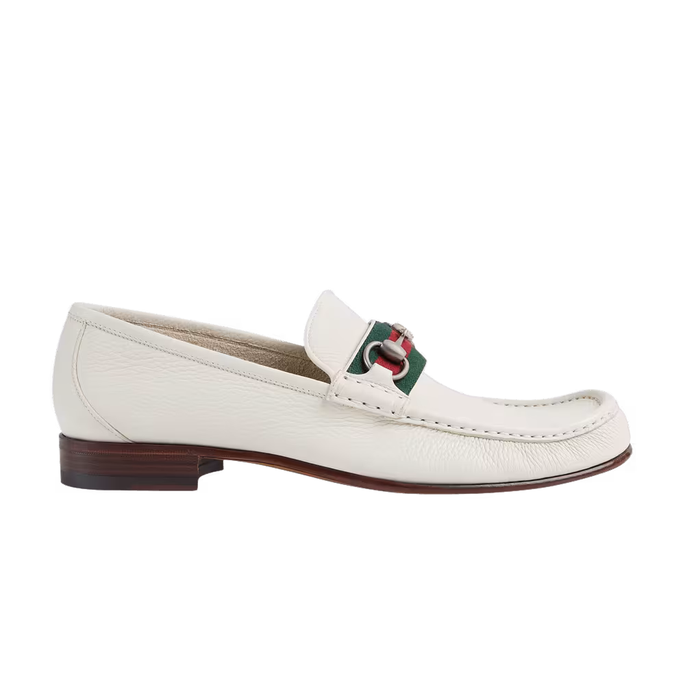 Gucci Web Stripe Horsebit Loafer White