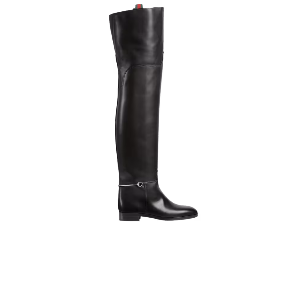 Gucci Women's Slim Horsebit Knee-High Boot Black