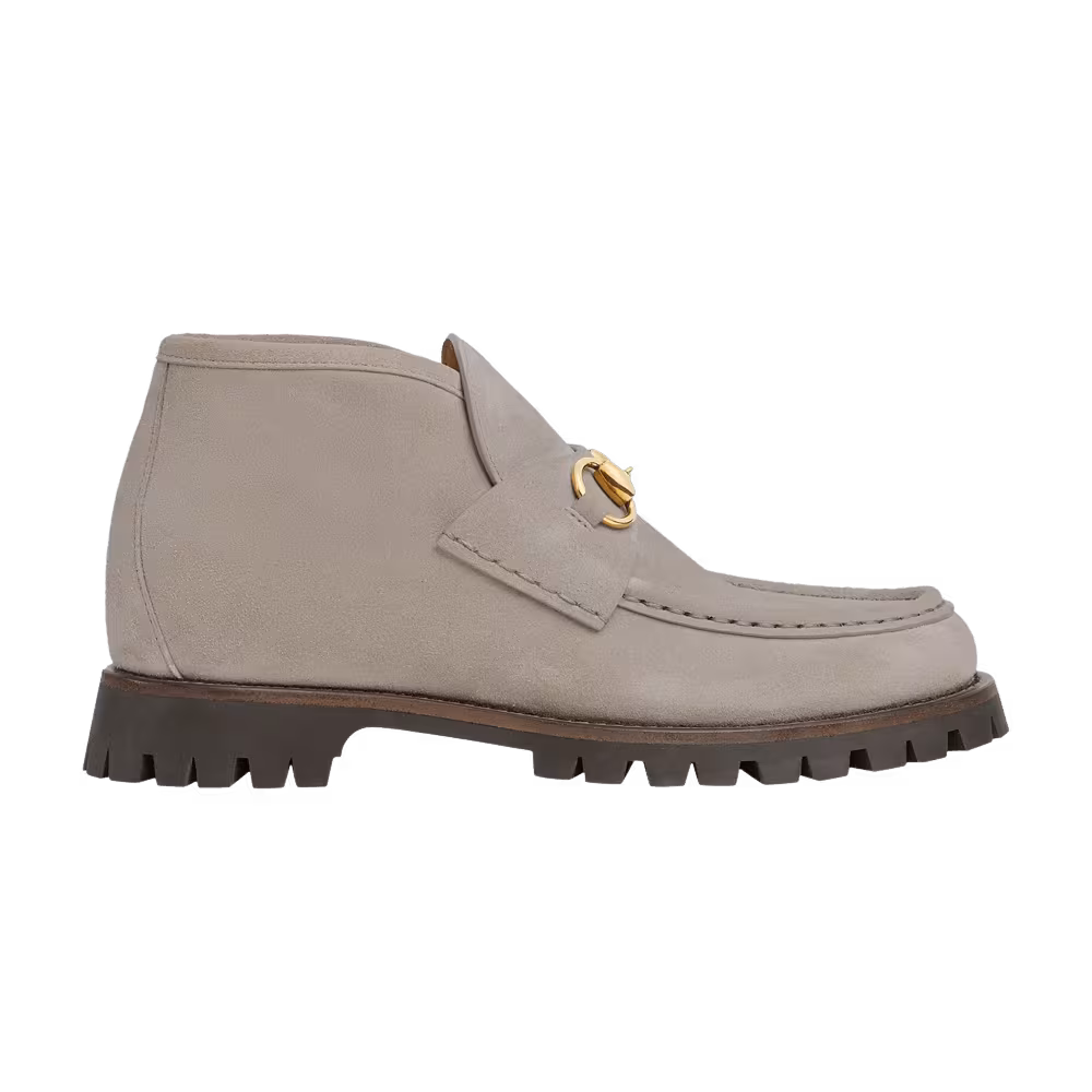 Gucci Women's Horsebit Ankle Boot Light Beige