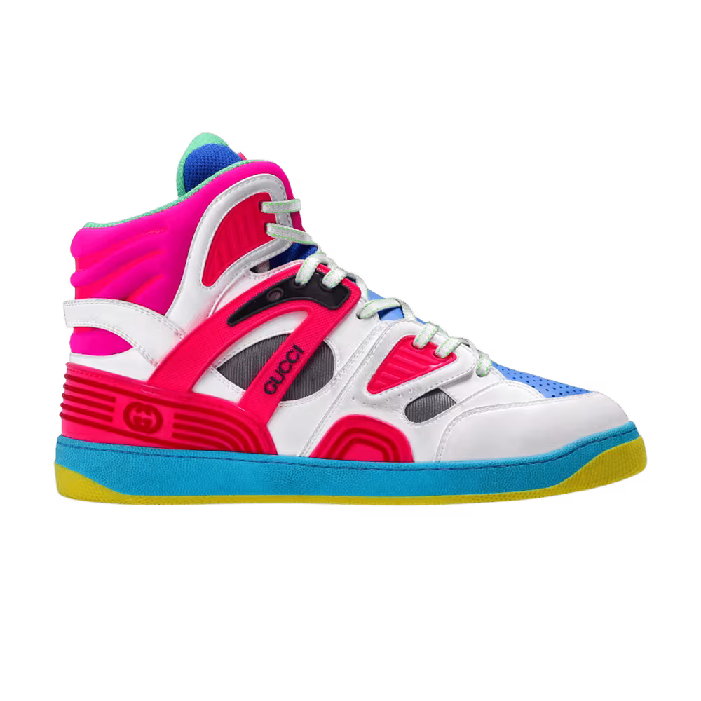 Gucci Basket High White Pink Blue