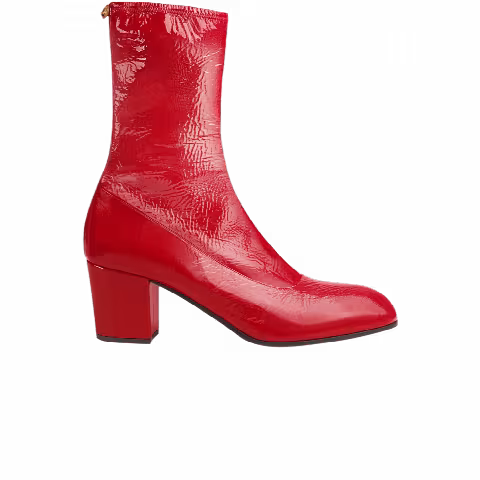 Gucci Wmns Printyl Patent Leather Zip Boot 'Hibiscus Red'