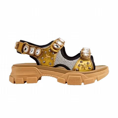 Gucci Wmns Sandals 'Aguru Jewel - Gold'