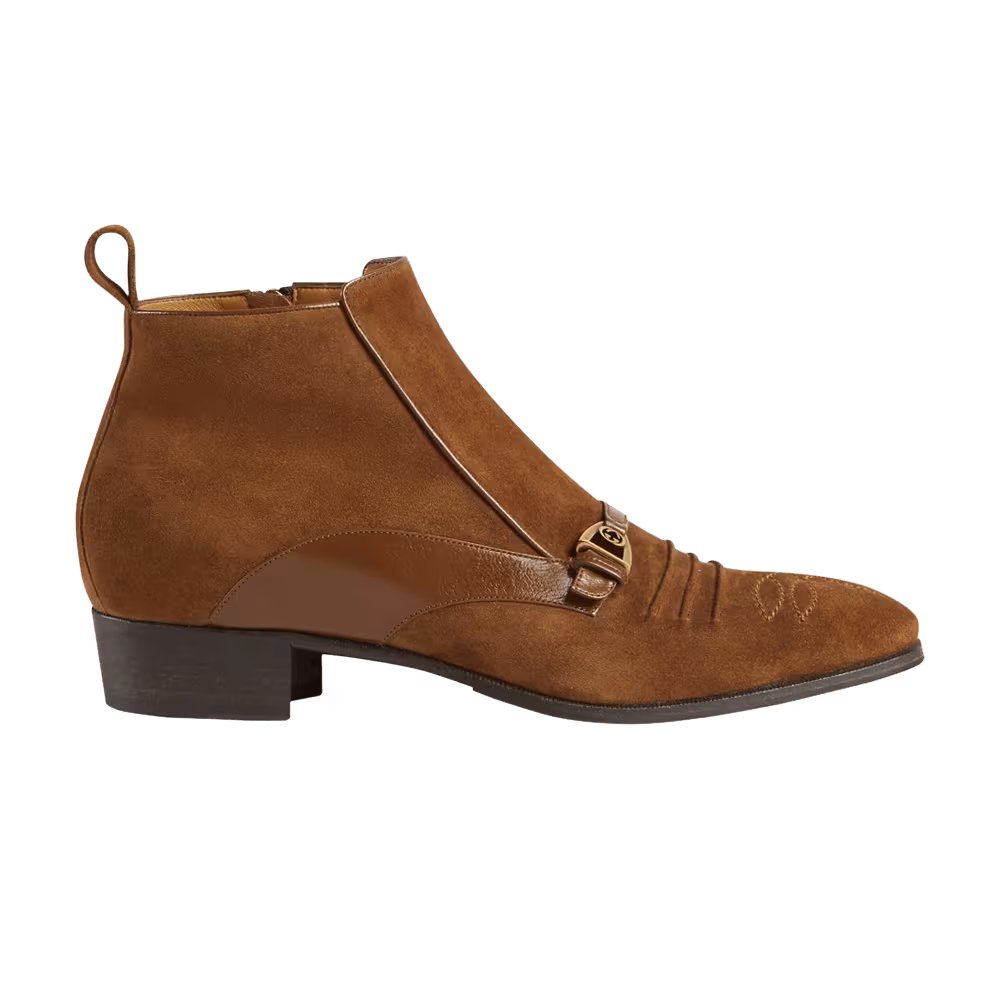 Gucci Moloch Suede Ankle Boot Brown