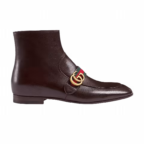 Gucci Donnie Leather Boot 'Double G - Cocoa'