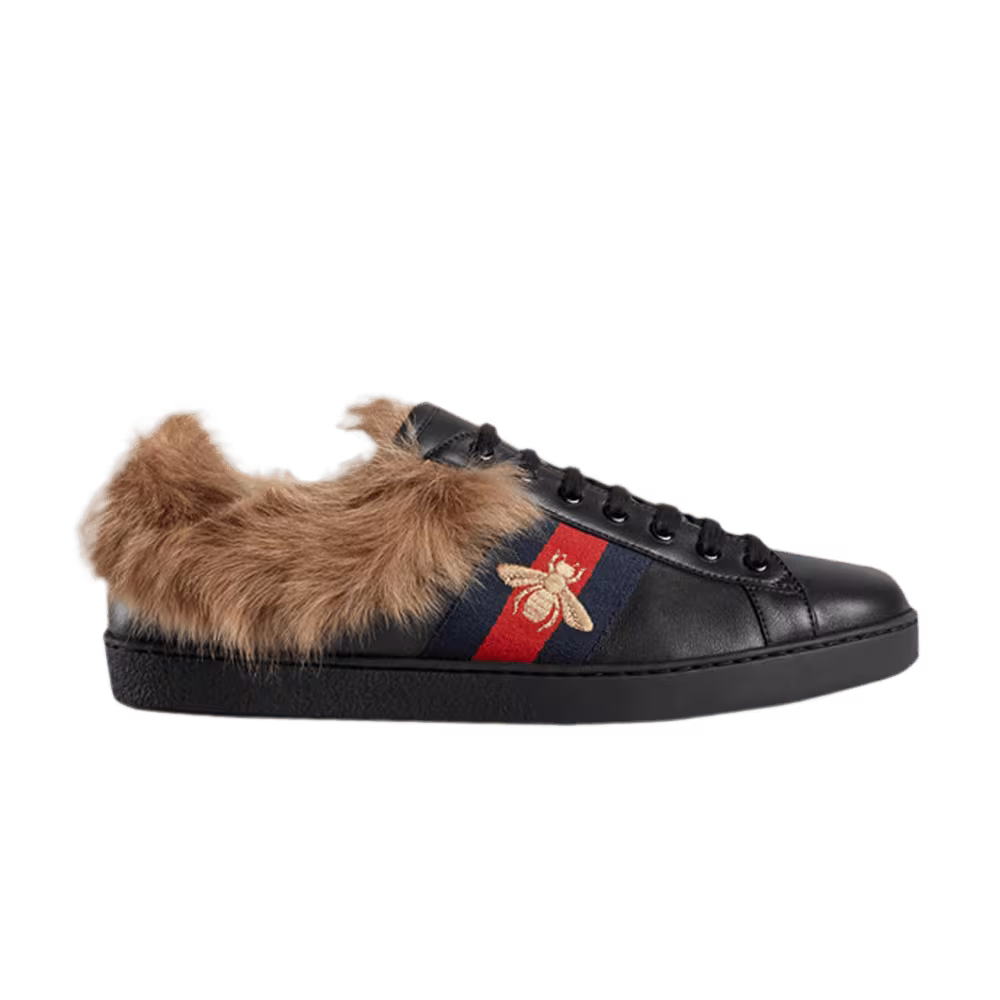 Gucci Ace Wool Embroidered Bee - Black