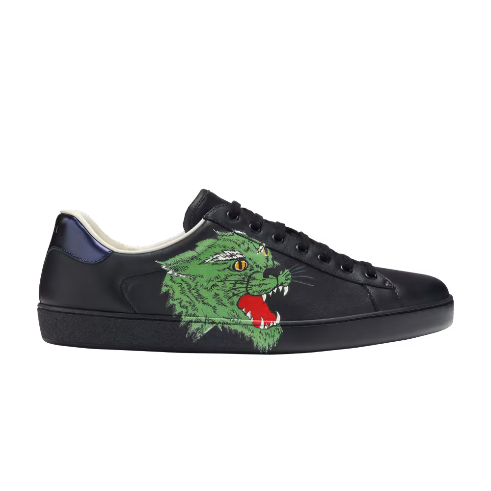 Gucci Ace Low Green Panther - Black