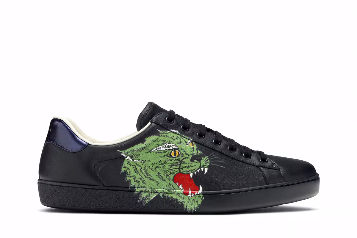Gucci Ace Low Green Panther - Black, view 2