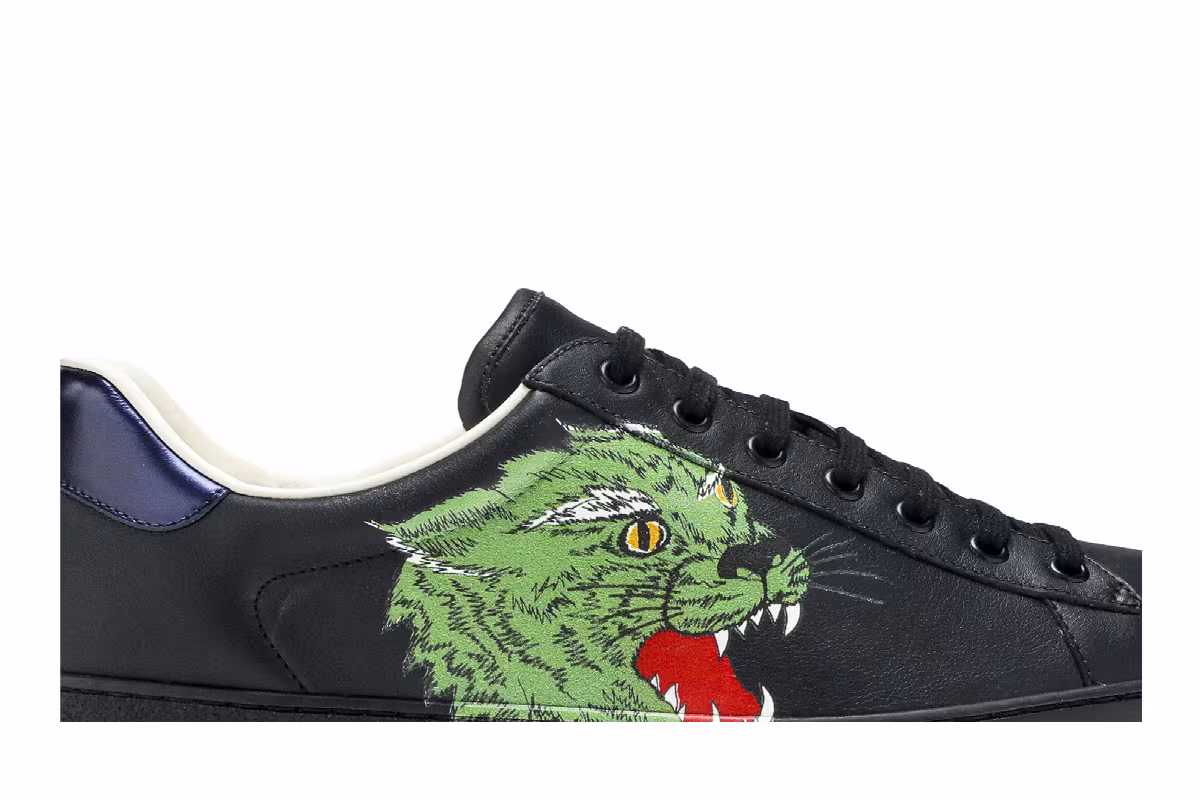 Gucci Ace Low Green Panther - Black, view 3