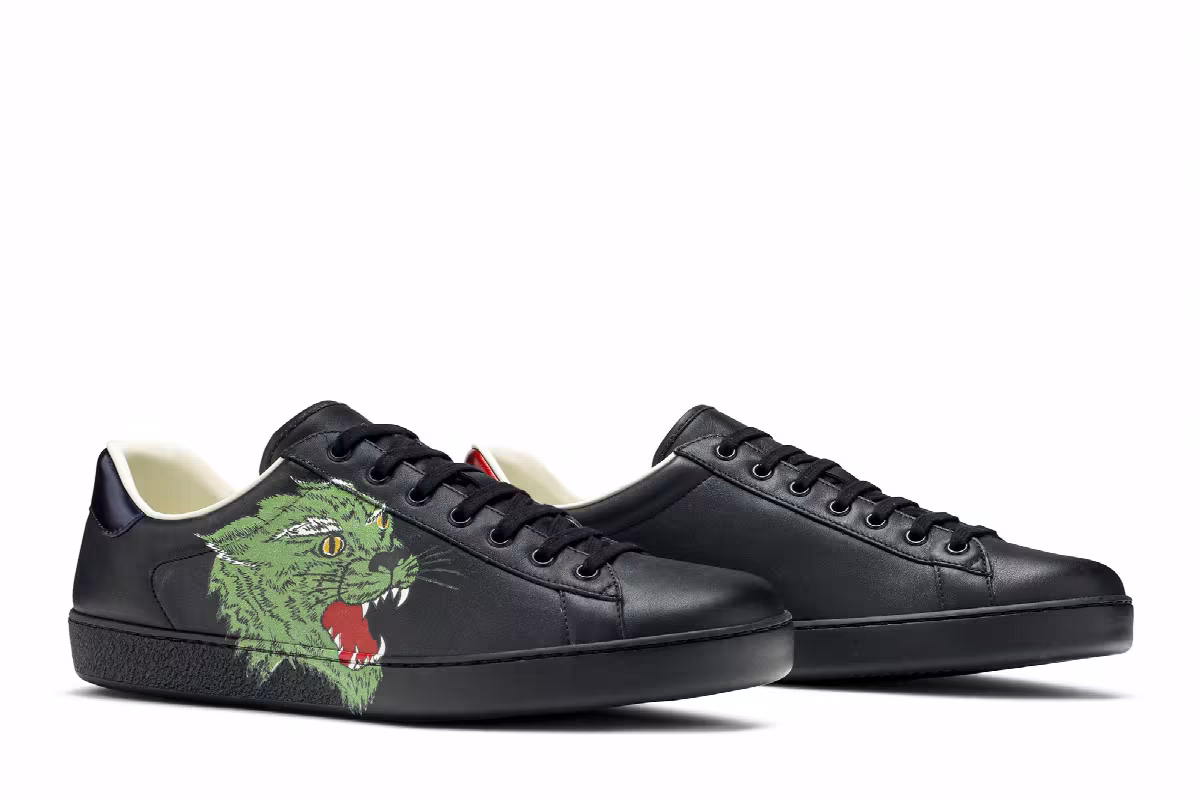 Gucci Ace Low Green Panther - Black, view 9