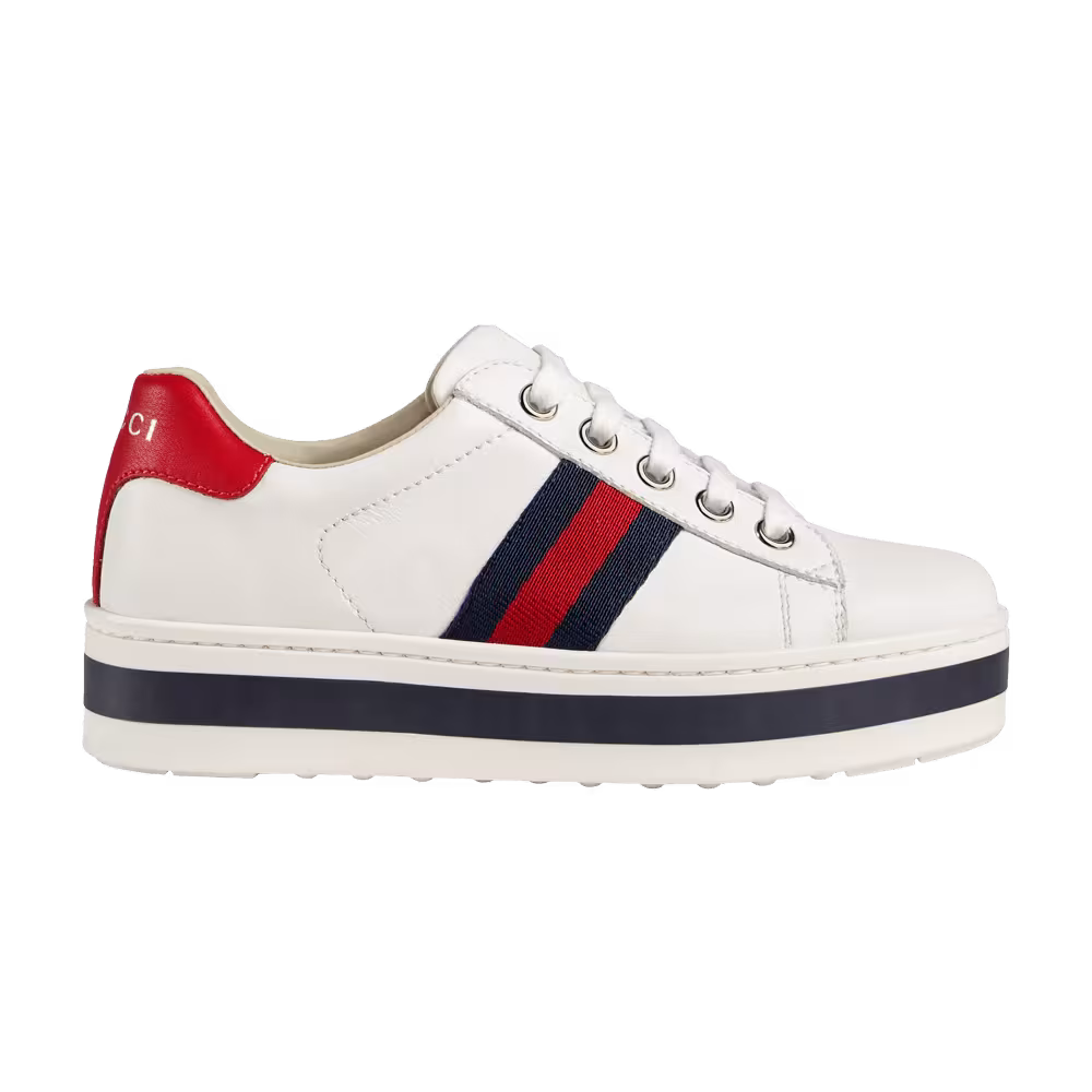Gucci Ace Leather Platform Kids White