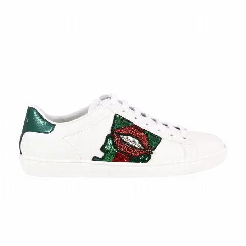 Gucci Wmns Ace Low 'Lips Sequin - White'