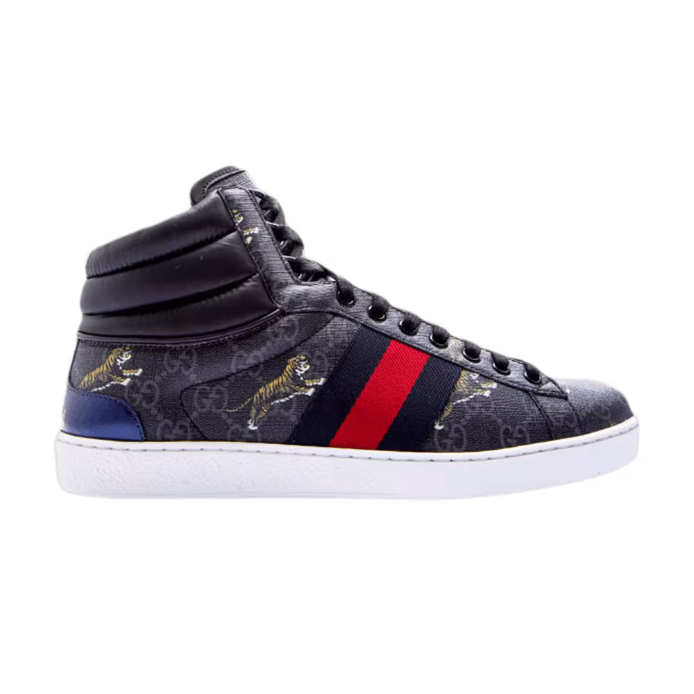 Gucci Ace GG High Tiger Logo - Black
