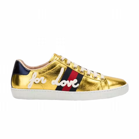 Gucci Wmns Ace Metallic 'For Love - Gold'