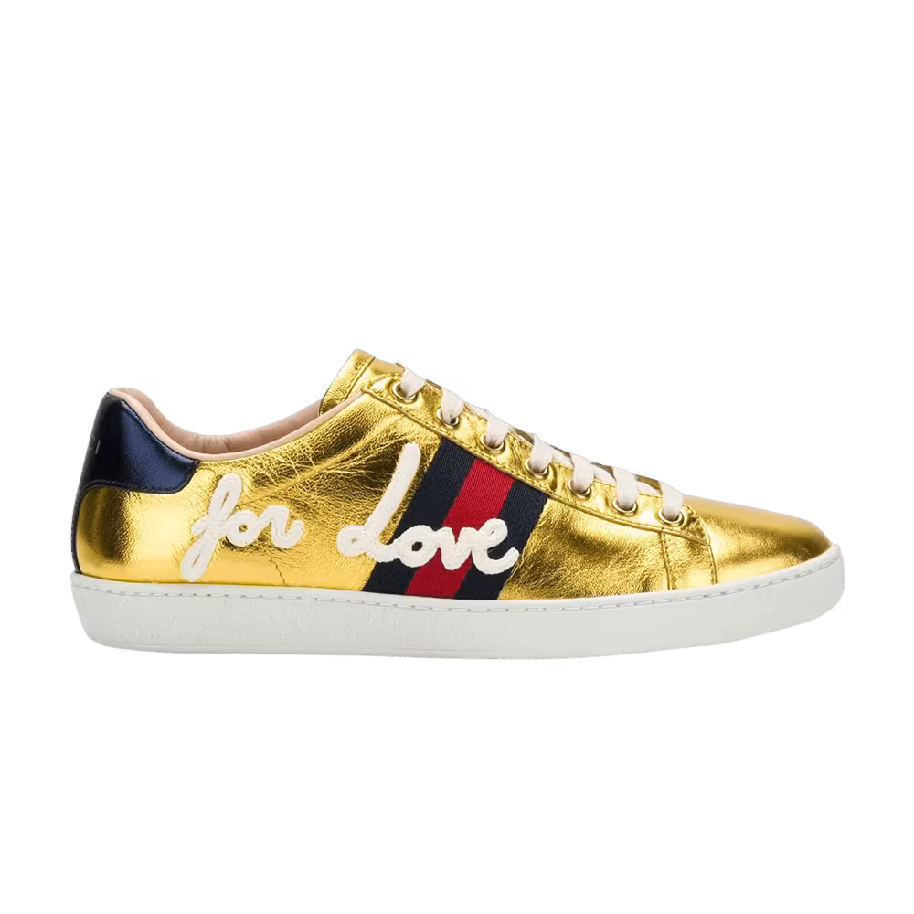 Gucci Women's Ace Metallic For Love - Gold
